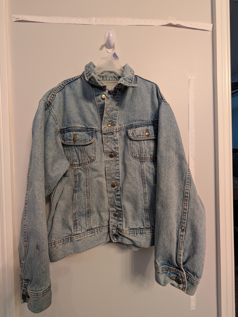 Light Wash Denim Jacket Unisex- President Stone 90s Y2K Vintage Retro Classic